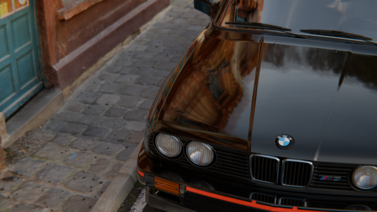 BMW E30 M3 animacja 3d render maska logo