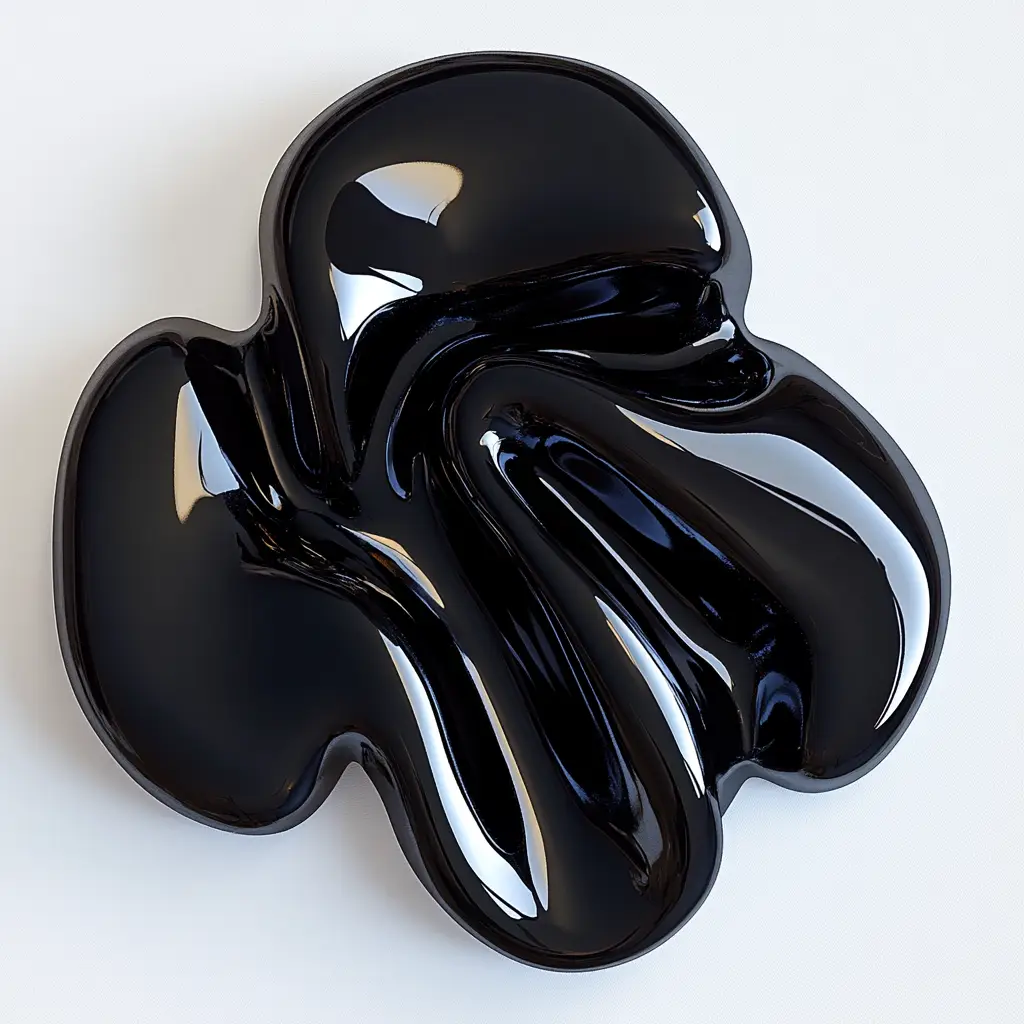 Abstract forms with a plastic oily texture in dark color