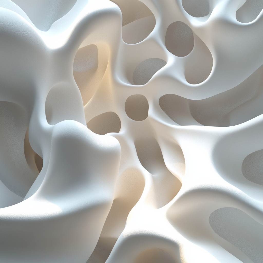 Abstract undefined forms in a central frame on a white background